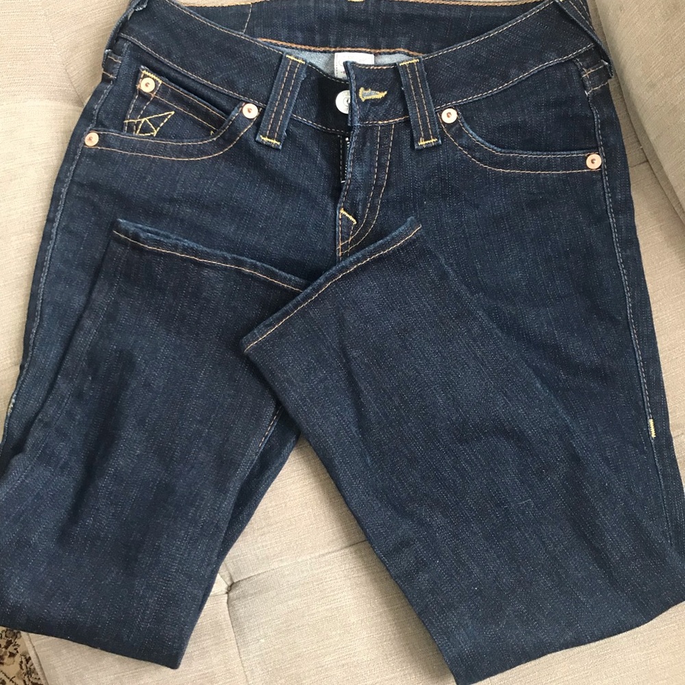 True Religion cropped dark denim jeans